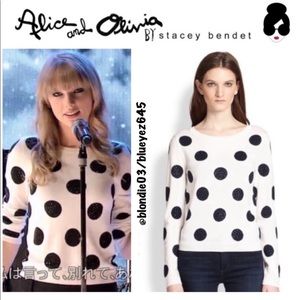 Alice+Olivia Celyn rhinestone polka dot sweater S